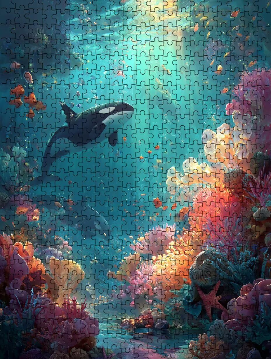 Delfines Animales Puzzle 5000 Piezas, Rompecabezas Adultos Puzzle, 3D Un Rompecabezas, Desafiante Puzzles de Decoración Juego de, Juego Educativo para Toda la Familia, para Regalo Decoración FNKL7-263