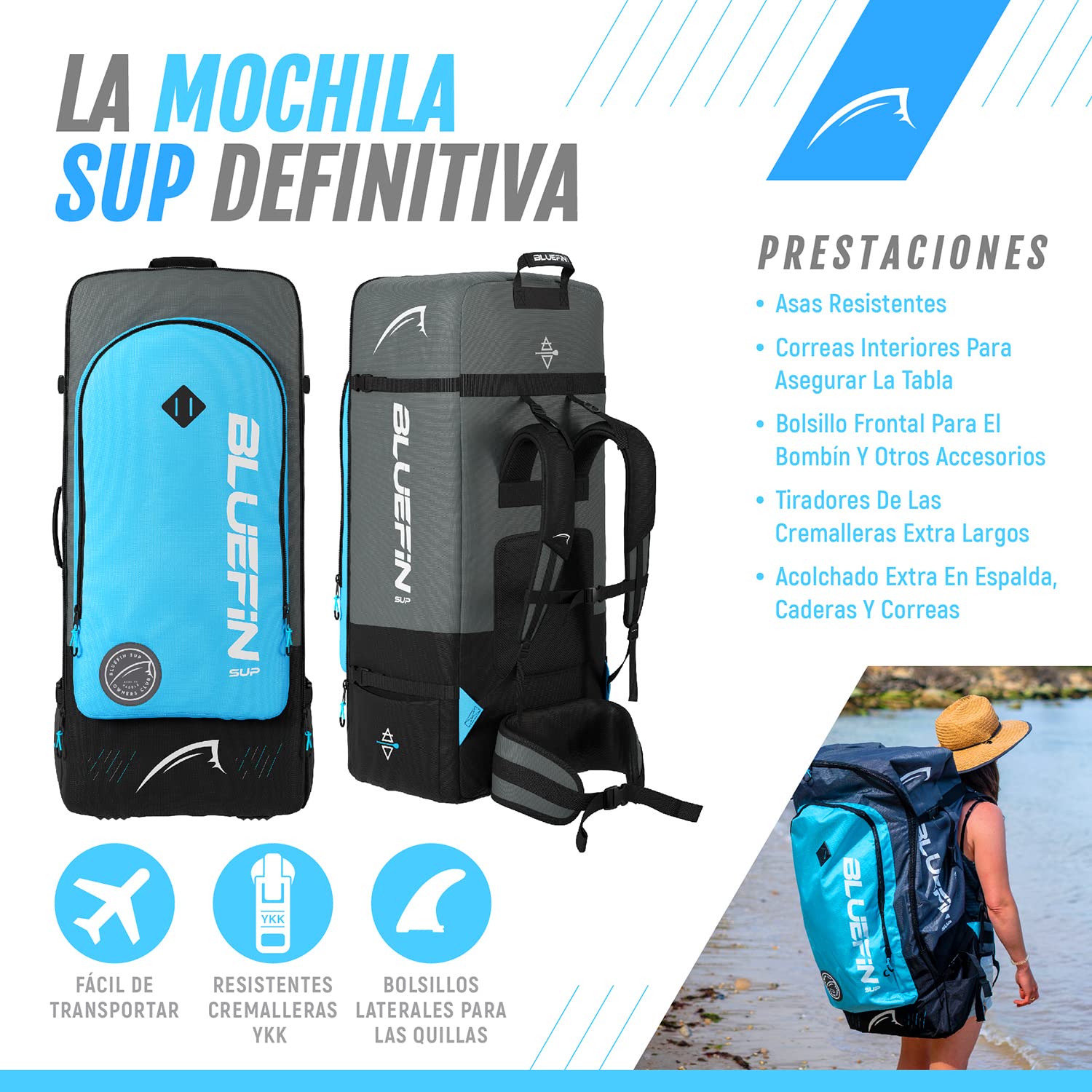 Bluefin Cruise Premium Stand Up Paddle Set, Tabla de Paddle Hinchable Premium para Adultos, Paquete SUP con Mochila, Remo de Fibra de Vidrio y Bomba