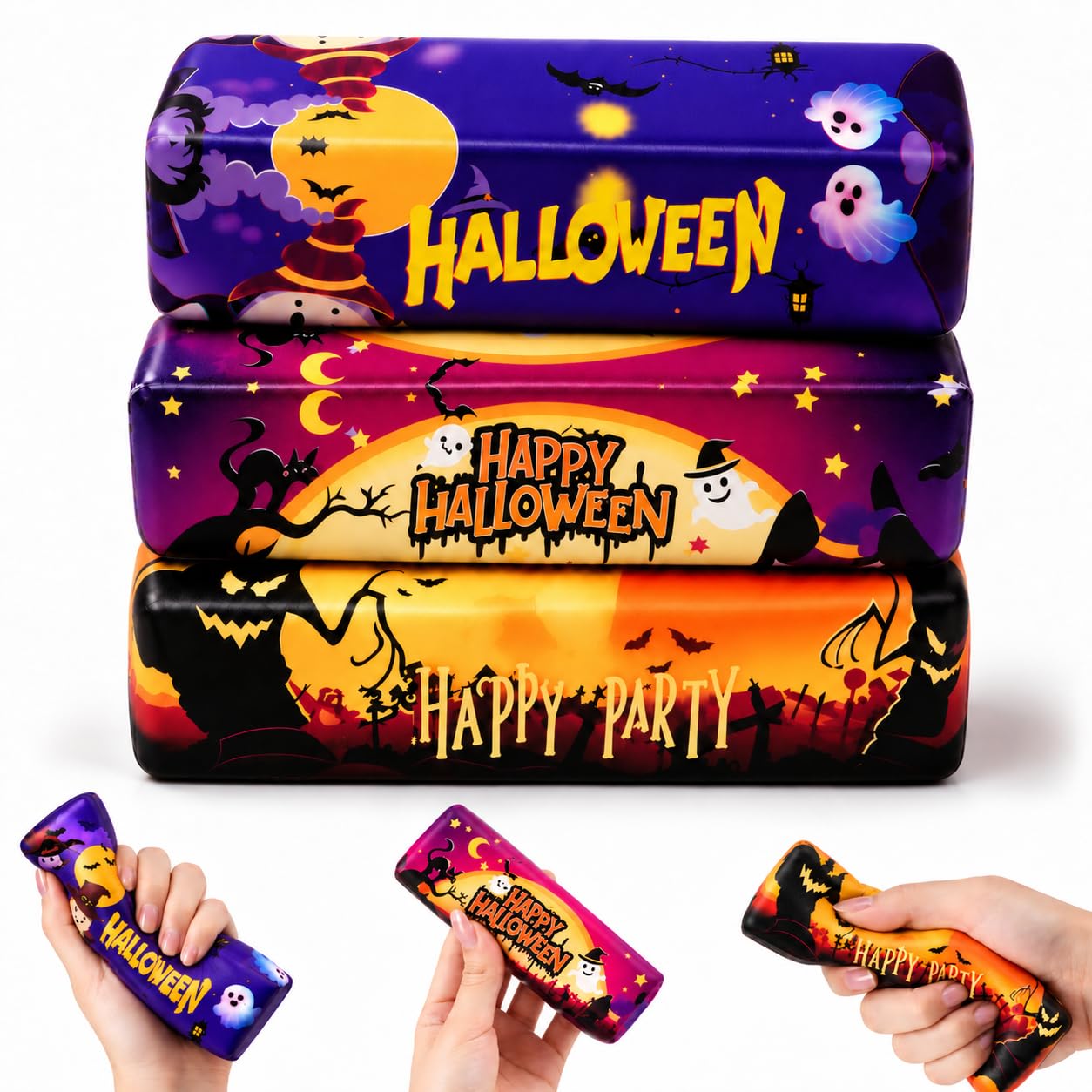 13.2 CM Halloween Squishy Butter Squishy - 3 PCS Realistic Slow Rising Halloween Squishies, Soft Stress Relief Sensory Squeeze Toys for Adults, Fidget Toys for Office, School & Travel