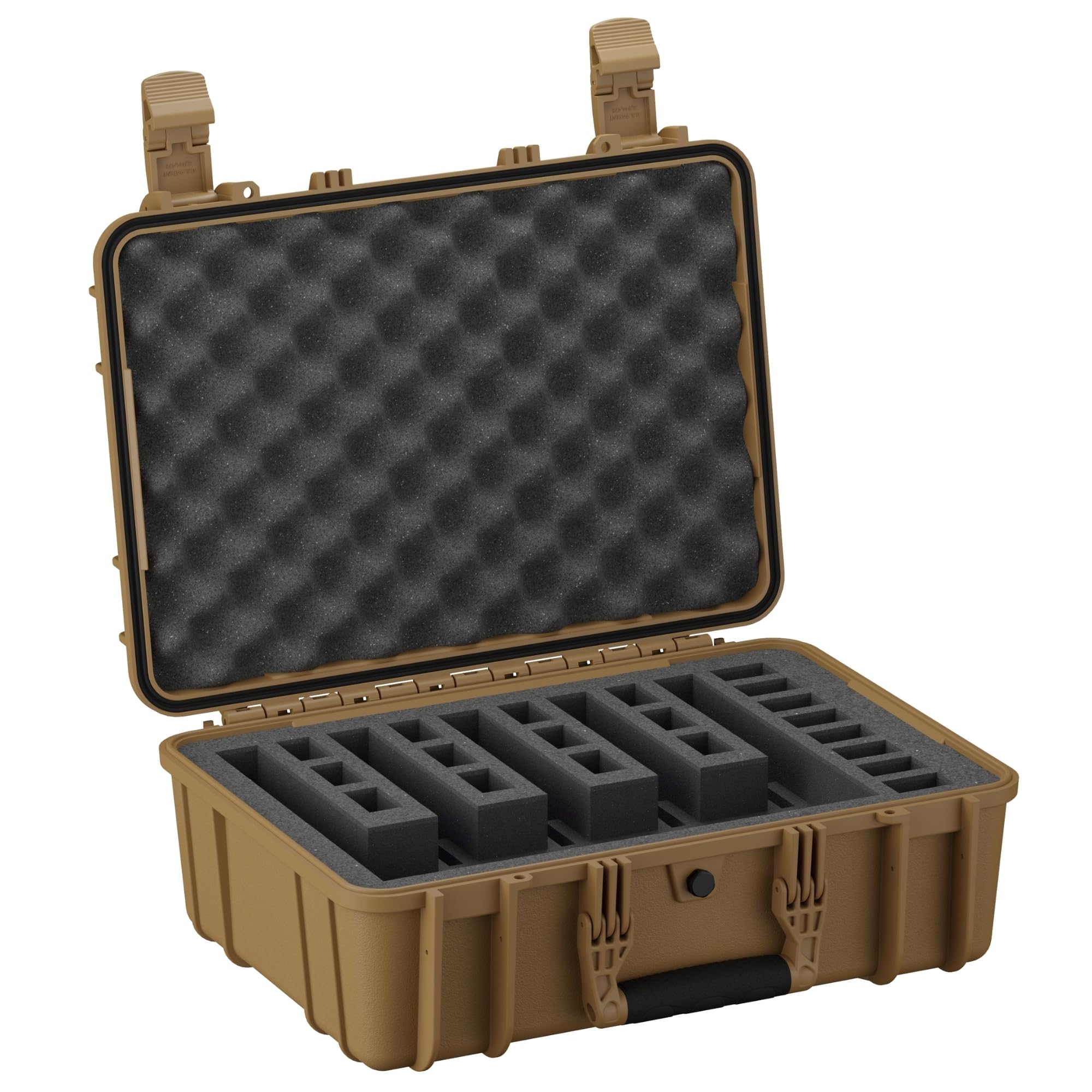18'' 5 Pistol Case, Model 801, Heavy Duty Waterproof Hard Gun Case with 5 Slot 20 Mag Pre-Cut Foam, TSA Friendly, Made in USA, 18.36"x13.70"x7.03"