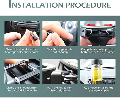 Miniatura 5 de MLY 1 expansor de portavasos de ventilación de aire, portavasos para automóvil con 3 pares de ganchos de salida, soporte de cenicero ABS