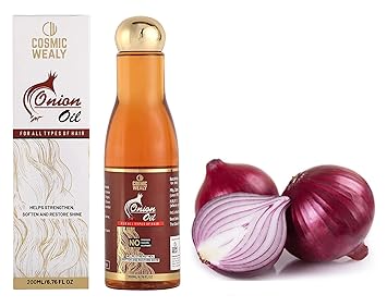 Cosmic Wealy Onion Oil Enriched With Real Onion Seed Oil For All Types Of Hair, Helps Strengthen, Soften and Restore Shine ? 200 ML/6.76 FL OZ