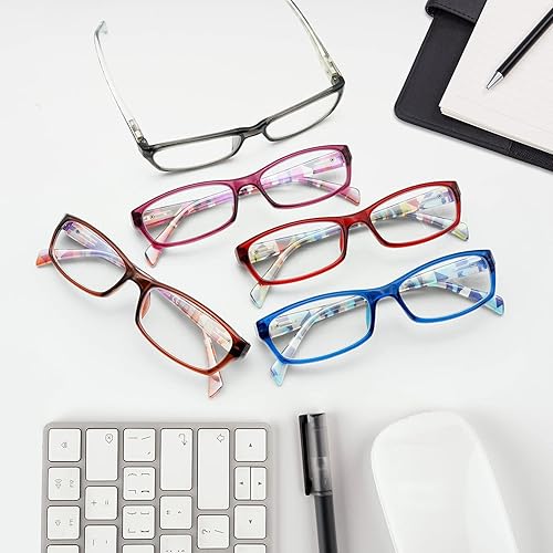 Miniatura 7 de VIDEBLA Paquete de 5 lentes de lectura para computadora para hombres y mujeres, antifatiga ocular, lentes de bloqueo de luz azul para leer (5