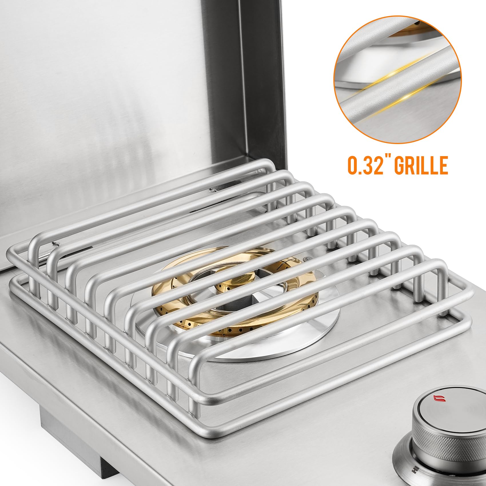 Hygrill - Quemador lateral integrado de acero inoxidable para isla de barbacoa al aire libre, cocina al aire libre, propano líquido, gris 3