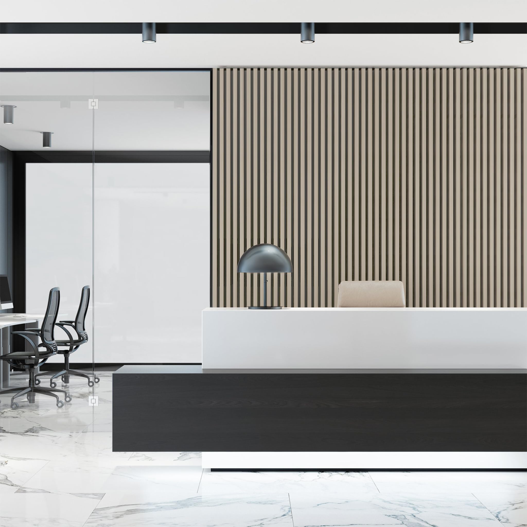LZQ Lot de 4 panneaux acoustiques en bois véritable - Placage mural - 60 x 60 cm - Panneaux muraux à lamelles - Isolation acoustique - Décoration murale pour salon, couloir, bureau - Couleur bois