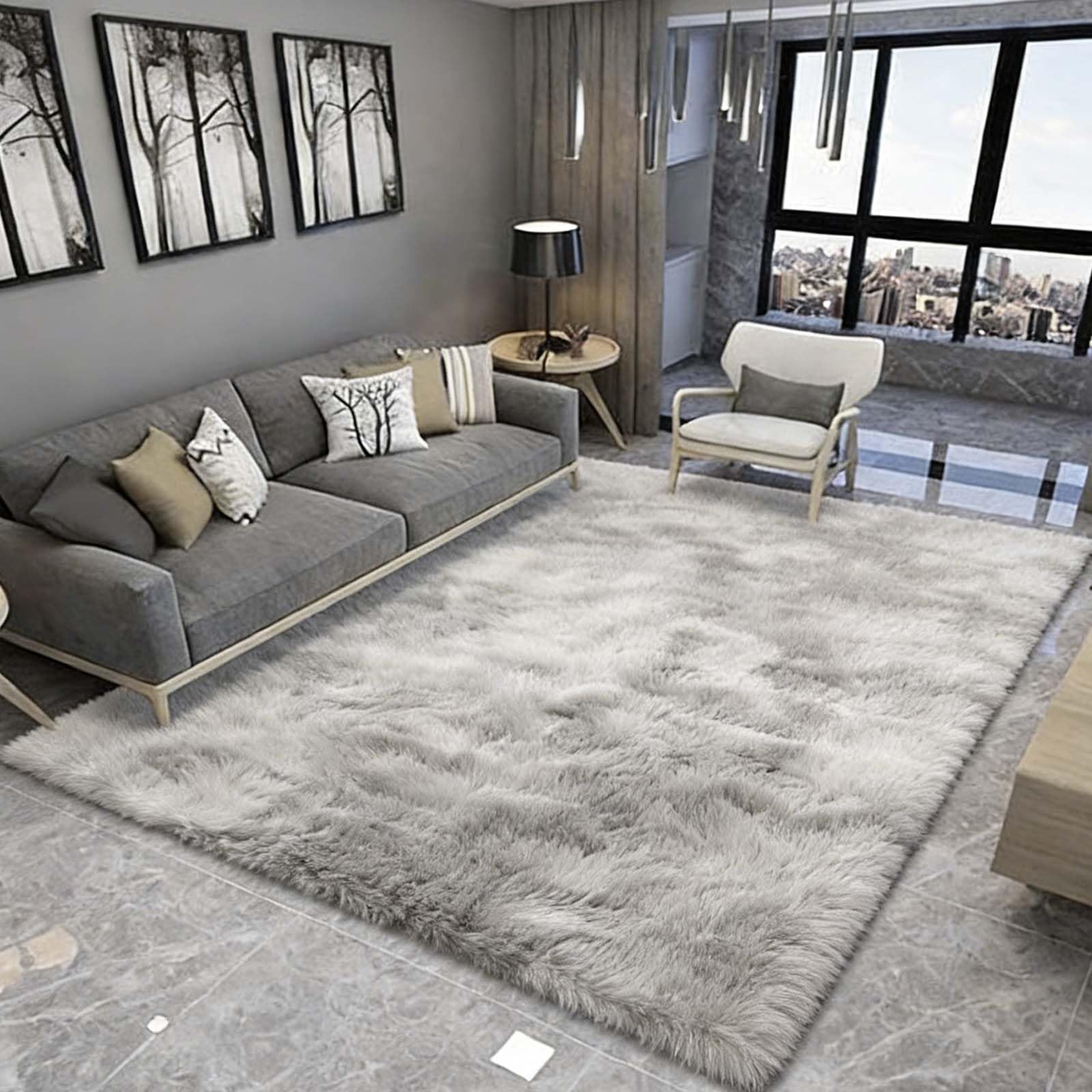 Tapis de salon anti-glisse 180x180 cm, fini les poils perdus sur le sol