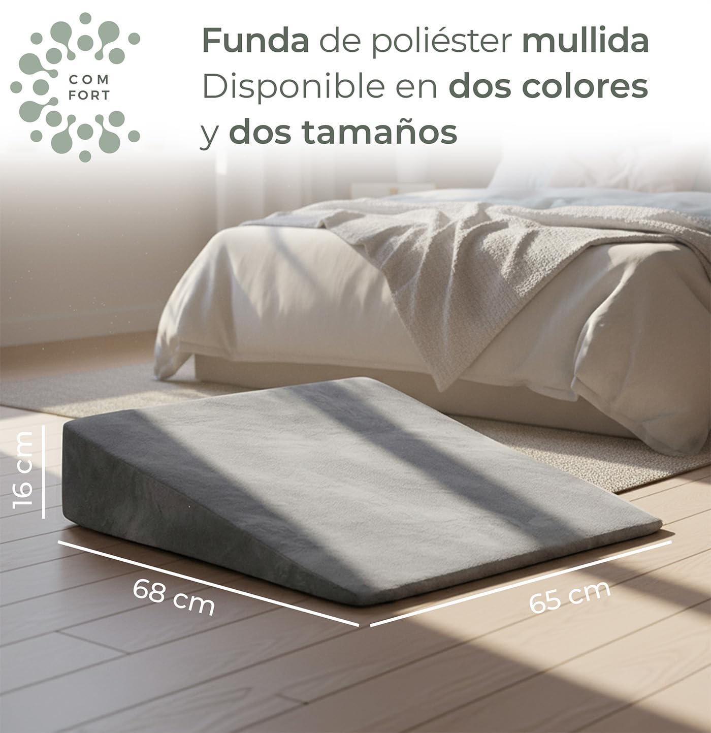 Well B4 Cojín cuña ergonómico para Cama y sofá, Almohada cuña [con 2 Zonas de reclinación], cojin Espalda, cómoda Almohada antirreflujo y cojín de Lectura para elevación del sueño o como Respaldo