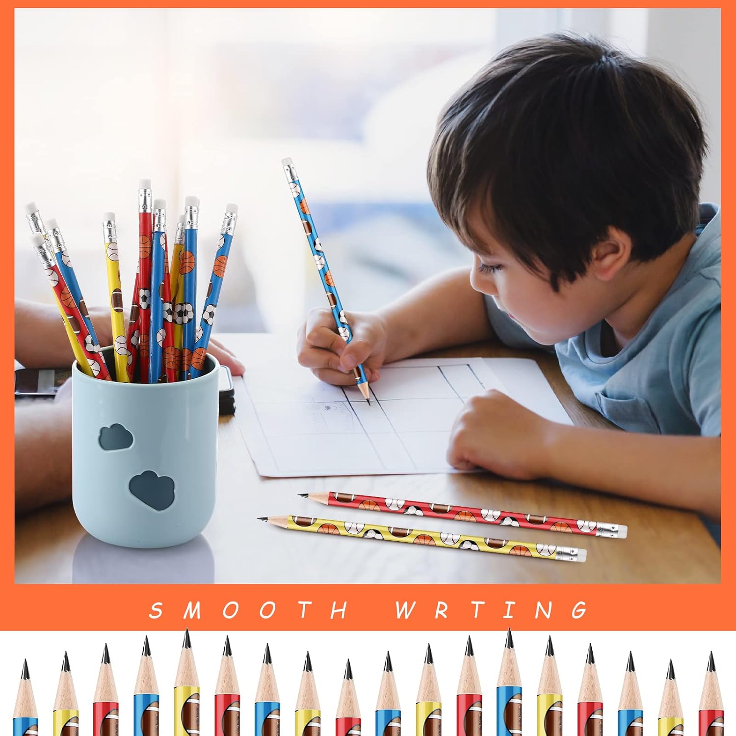 Spakon 48 Pcs Sports Pencils with Eraser for Kids Boys HB Drawing Supplies image 5