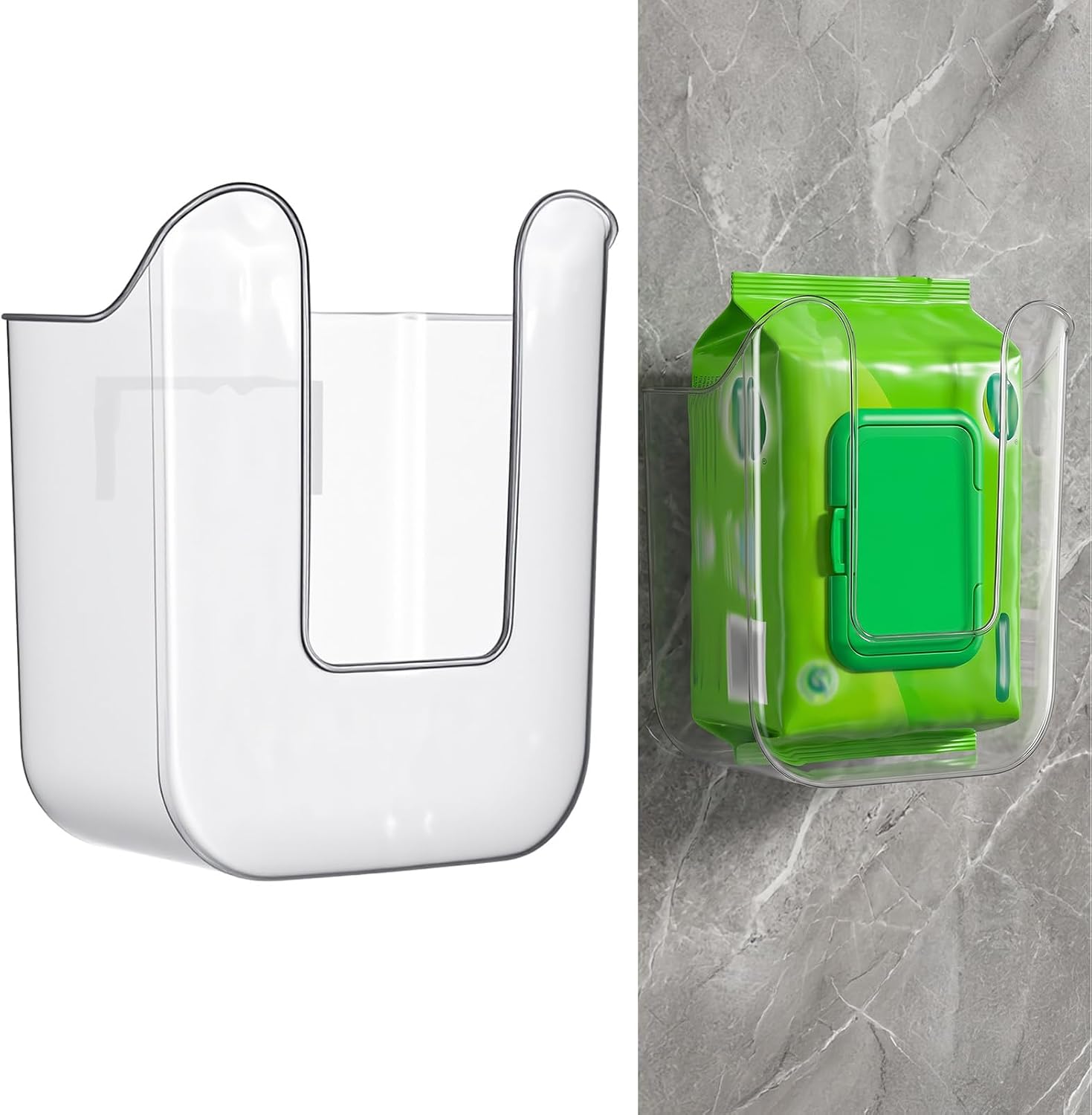 Sibba Wipe Holder for Bathroom, Wall-Mounted Tissue Box Acrylic Dispenser image 2