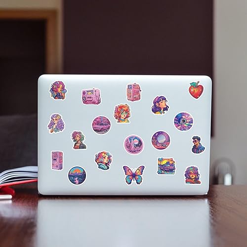 Miniatura 8 de 50 calcomanías rosadas Y2K, lindas calcomanías de caricatura para niñas Vaporwave para botella de agua, laptop, calcomanías de vinilo impermeables