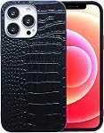 for iPhone 16 Pro Max Case for Women, Crocodile Synthetic Patent Leather Cover, Classic Fashion for iPhone16 Pro Max 2024 6.9 inch - Black