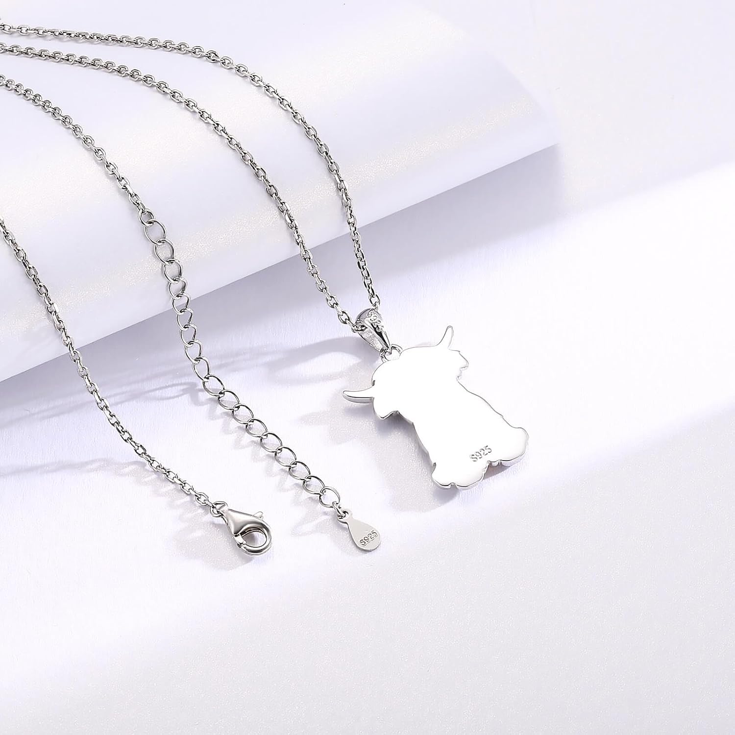S925 Sterling Silver Scotland Highland Cow Pendant Necklace For Women - Animal Jewelry Gifts For Mother Lover Wife - Image 6