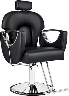 CO-Z Silla de Barbero Ajustable de 90°-150° Silla Peluquería con Giratorio 360° Sillon Barbero con Bomba Hidráulica para...