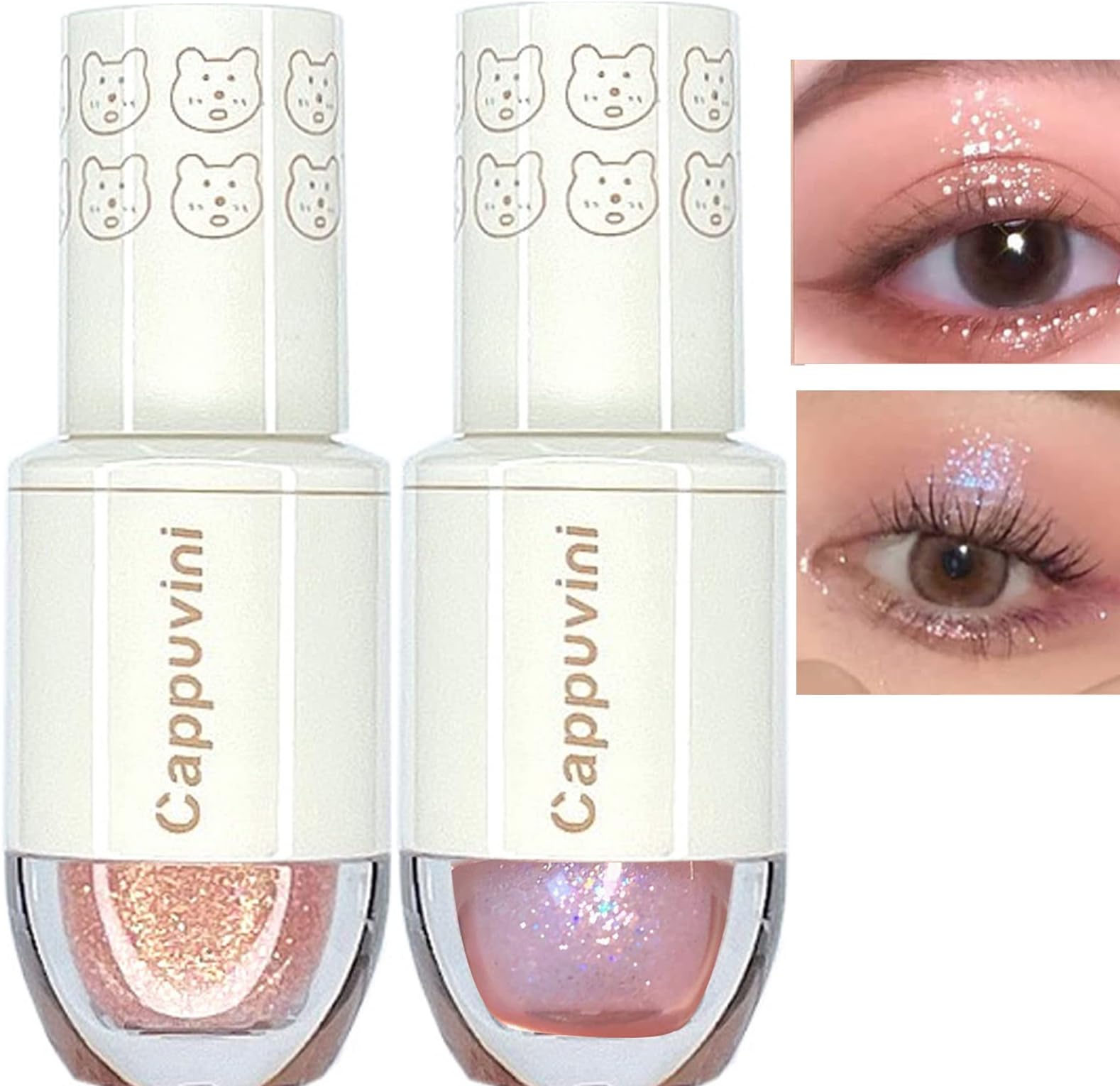 VUCATIN 2PCS Liquid Glitter Eyeshadow, Bling Eye Shadow Sparkle Shimmer Eyeliner Sticks, Waterproof Quick Dry Long Lasting Shining Eyeshadow for Daily Crystals Eye Lip Face Skin Makeup (04/06-2PCS)