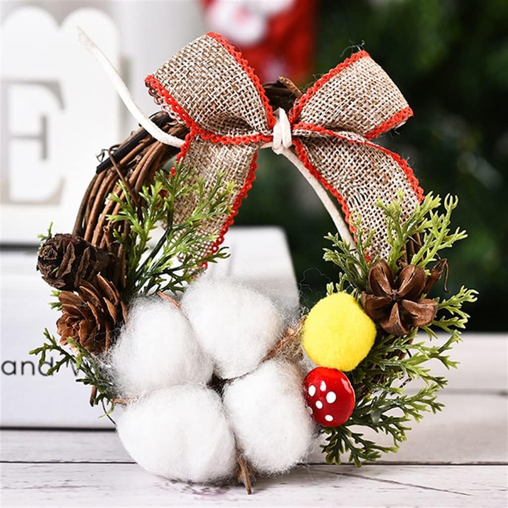 Holiday Wreath Decorations DIY Mini Wooden Dead Branch Rattan Circle Hanging Decoration (Color : D, Size : 10 * 10cm) (Black 10 * 10cm)