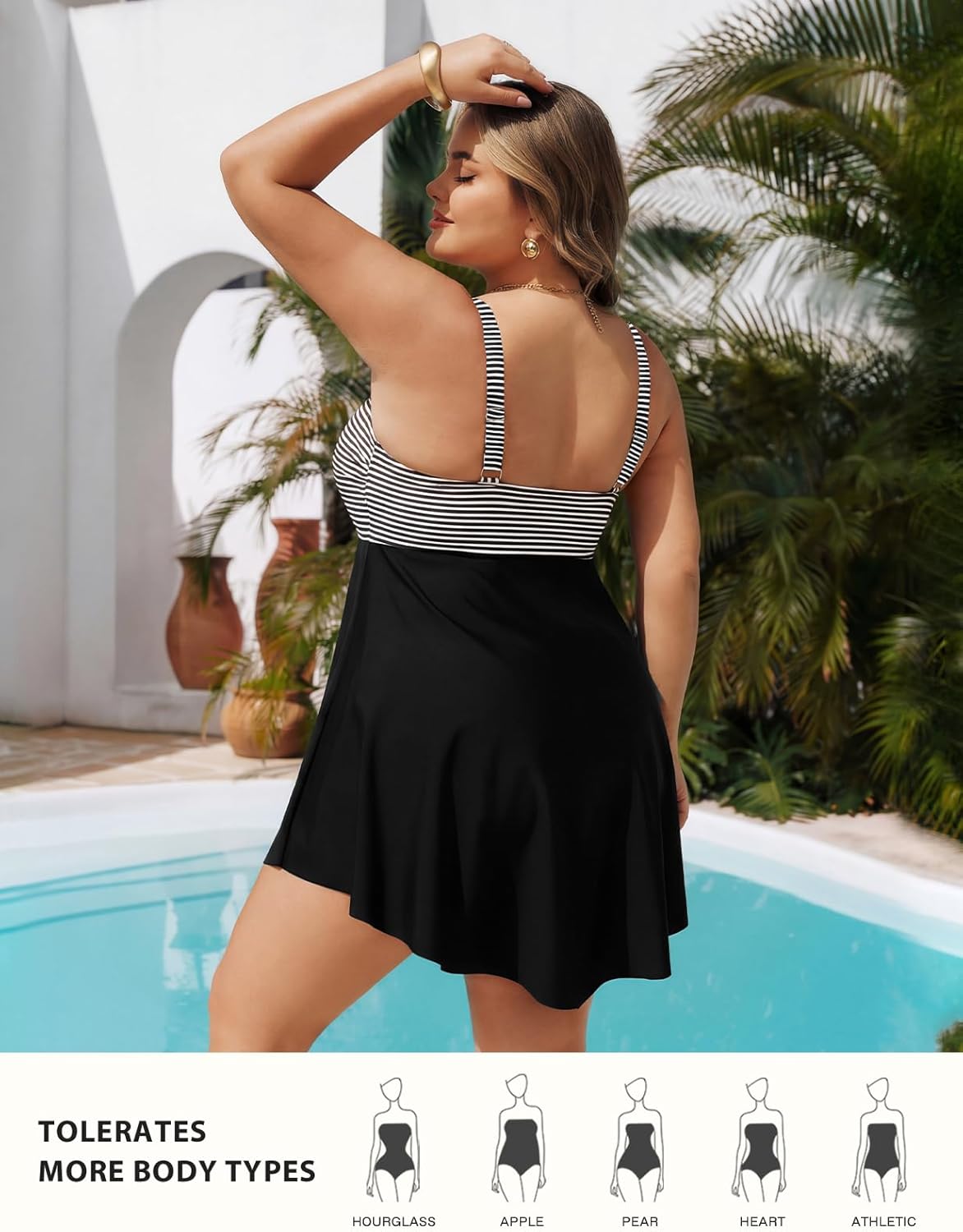 Hanna Nikole Women Plus Size One Piece Swim Dress Tummy Control Swimsuits Twist Front Bathing Suit Body Shaping Swimwear