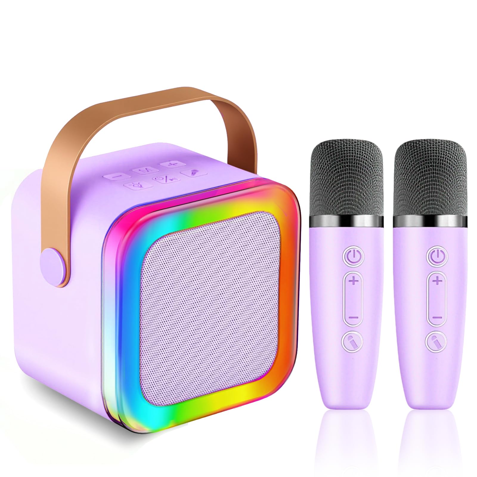 Mini Karaoke Machine for Kids Teen Adults, Kids Karaoke Machine with 2 Wireless Microphones and LED Lights Toys for Party, Home, Gifts for 4 5 6 7 8 9 10 11 12+ Years Girls Boys