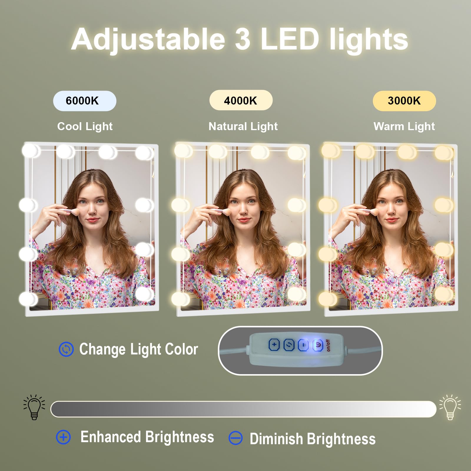 Schminktisch mit LED-Beleuchtung und Spiegel, Kosmetiktisch für Make-up und Kosmetik, Frisiertisch mit 3 Farben Verstellbare Helligkeit-56