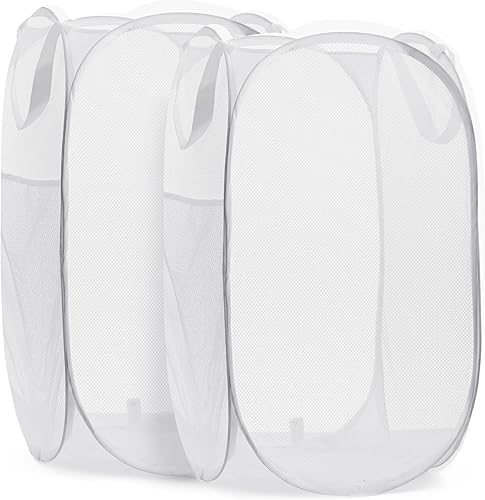 Miniatura 18 de Handy Laundry Cesta Plegable de Malla Emergente con Amplia Apertura y Bolsillo Lateral - Transpirable, Resistente, Plegable y Diseño que Ahorra Beige