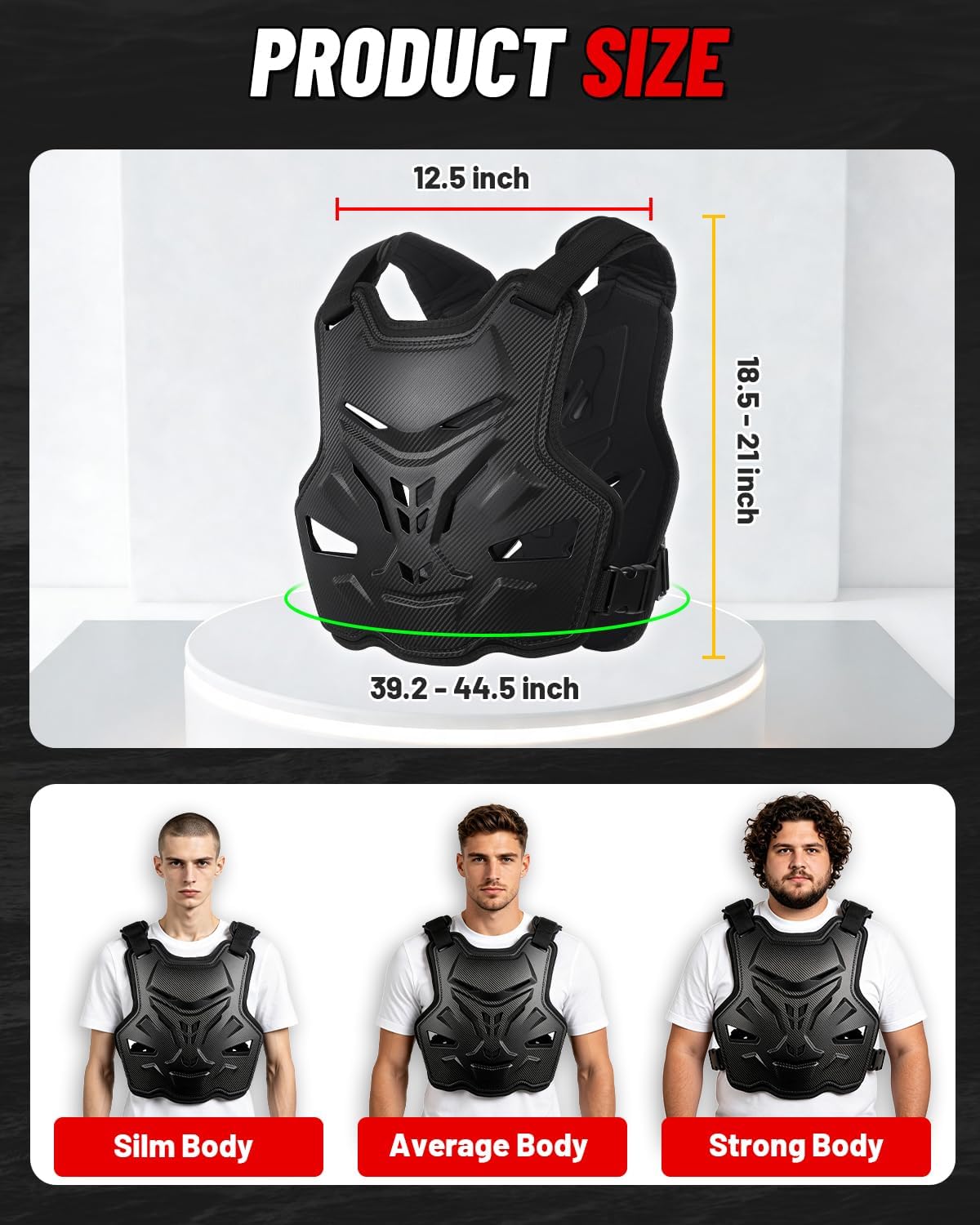 StarknightMT Adult Chest Protector, Upgraded Lightweight Dirt Bike Body Armor with Adjustable Straps, Impact Resistant Motorcycle Protection Gear for ATV UTV Motocross Skiing Skating