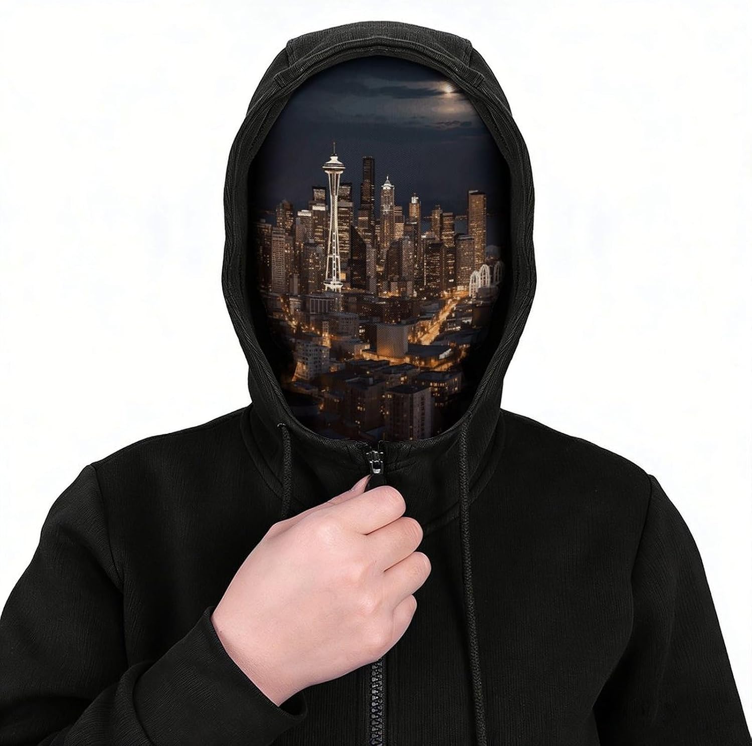 City Seattle Balaclava Mesh Print Funny Face Mask Breathable Ski Masks Personalized Sun Protection Full Face Covers Neck Gaiter Windproof Head Masks for Pranks&Outdoor image 3