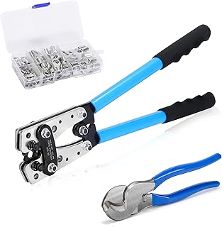 Gazoe Battery Cable Lug Crimping Tool 10-1 AWG with Wire Cutter 8 Sizes Cable Lugs Set 60Pcs Copper Ring Terminals, Heavy Duty Wire Crimper for Battery Wire Terminal