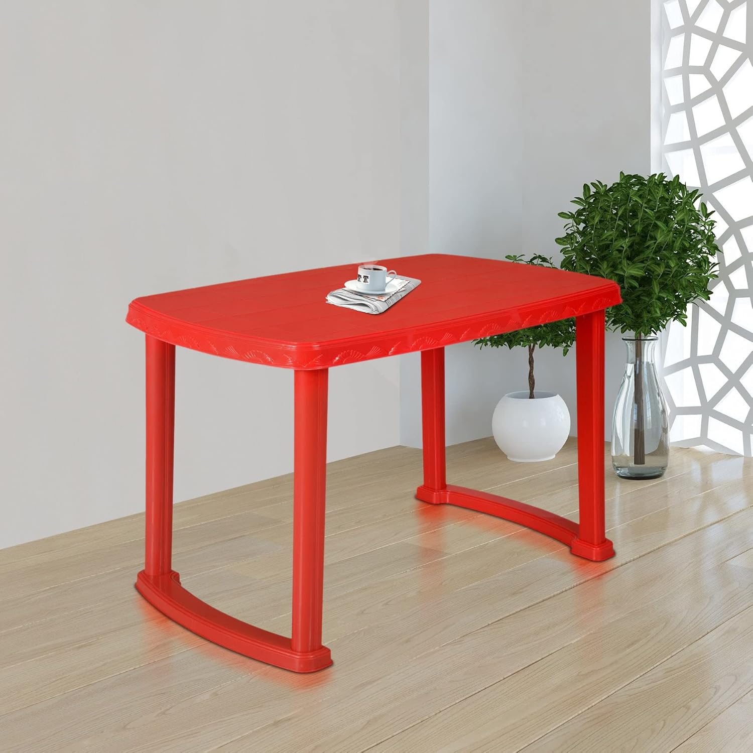 Nilkamal Shahenshah Rectangular Shape 4 Seater Plastic Dining Table for