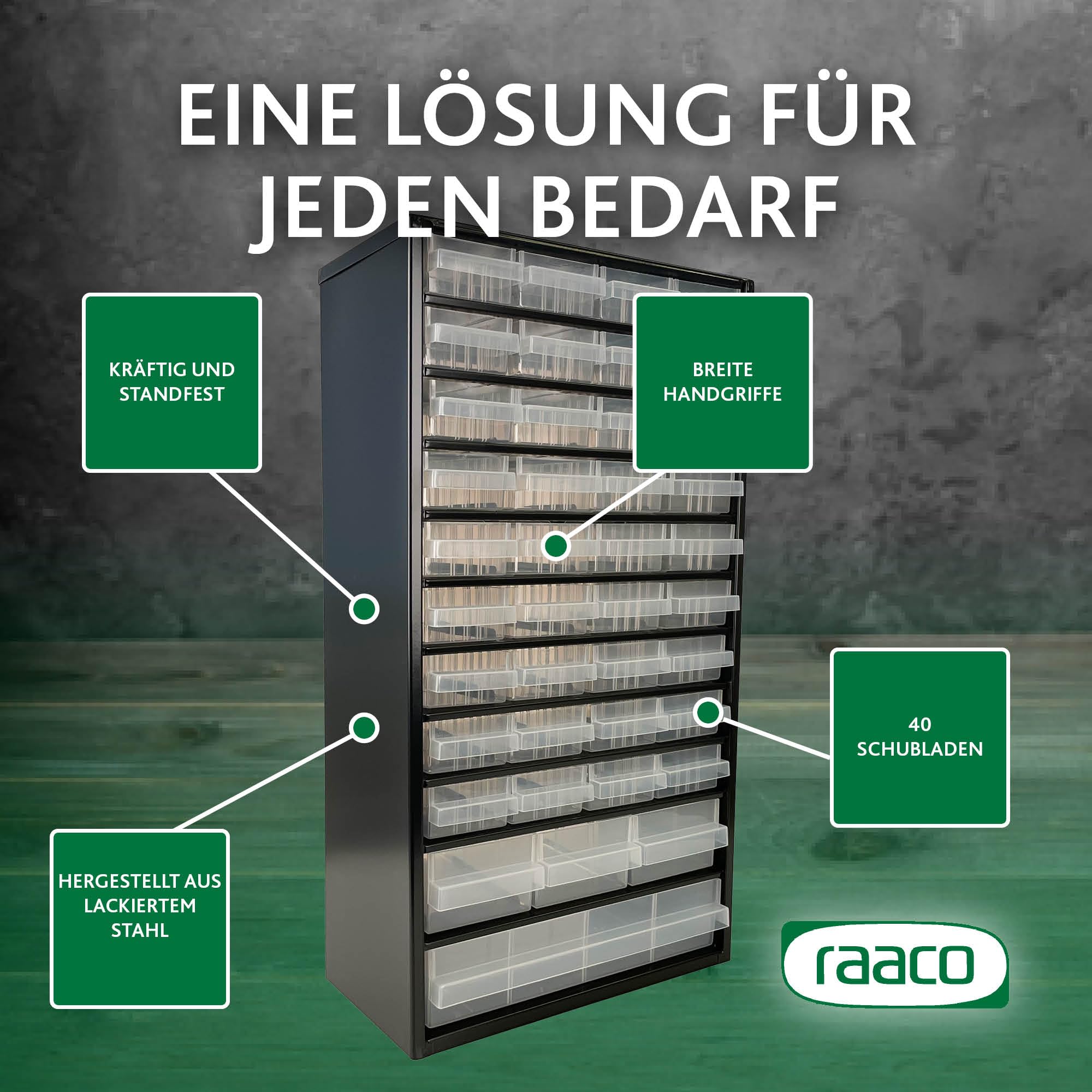 Raaco Kleinteilemagazin Set C9-34 + C12-40 mit 74 Schubladen gesamt, 15 cm