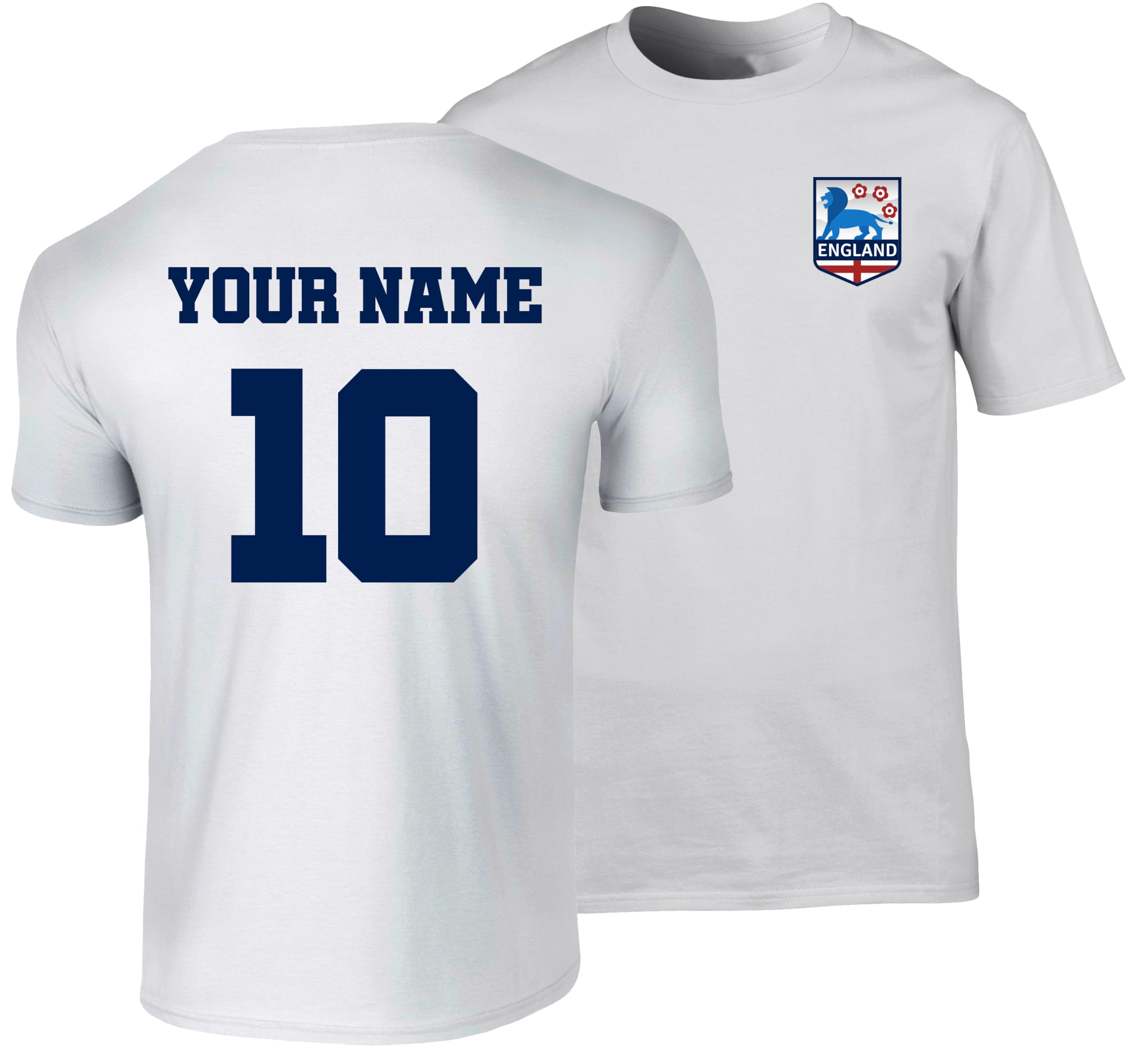 Hippowarehouse Personalised England Kids Shirt 2024 Football Fan Unisex T-Shirt Name and Number Childrens White