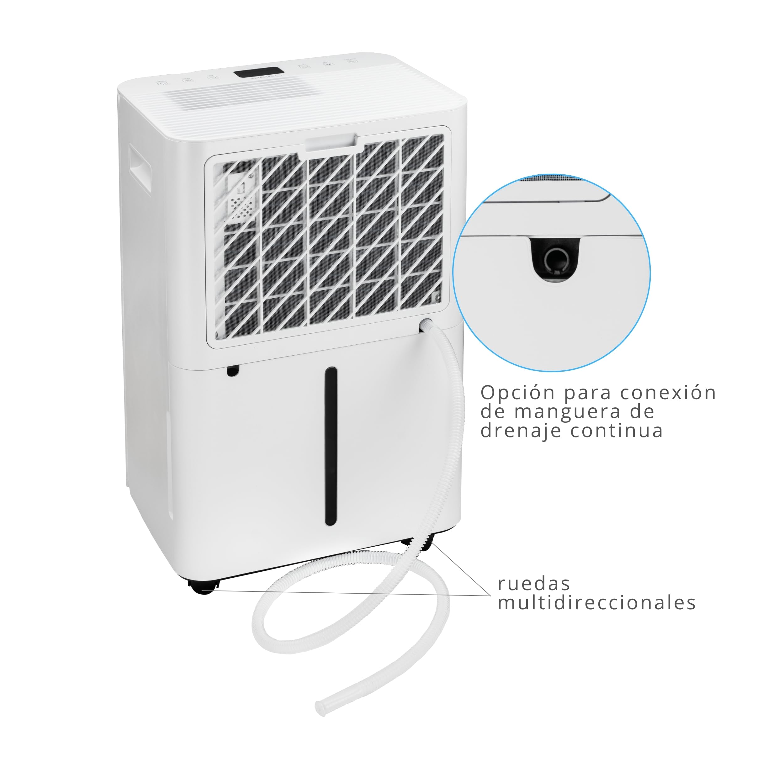 Deshumidificador y Purificador Turbionaire LEVI 20 ION Clean, 20 l/24h, Ionización, Filtro HEPA, Secado de Ropa, Silencioso 41 dB, Depósito 4.5L, Bajo Consumo, Timer, Auto-Restart