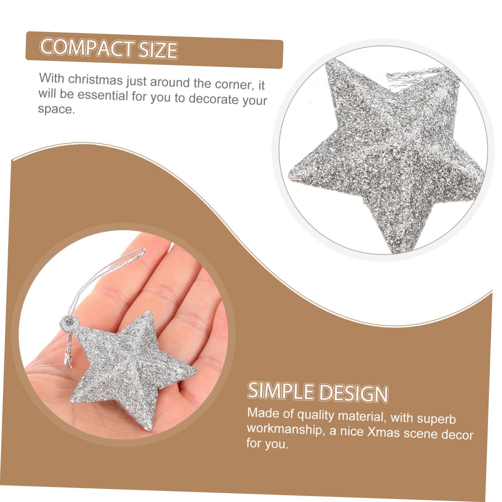 Amosfun 2 Set di Palline a Forma di Stella Decorazioni Natalizie Piccole Stelle per Albero di Natale Decorazioni Pendenti in Pvc per Delicati Decori Natalizi Pezzi * 2