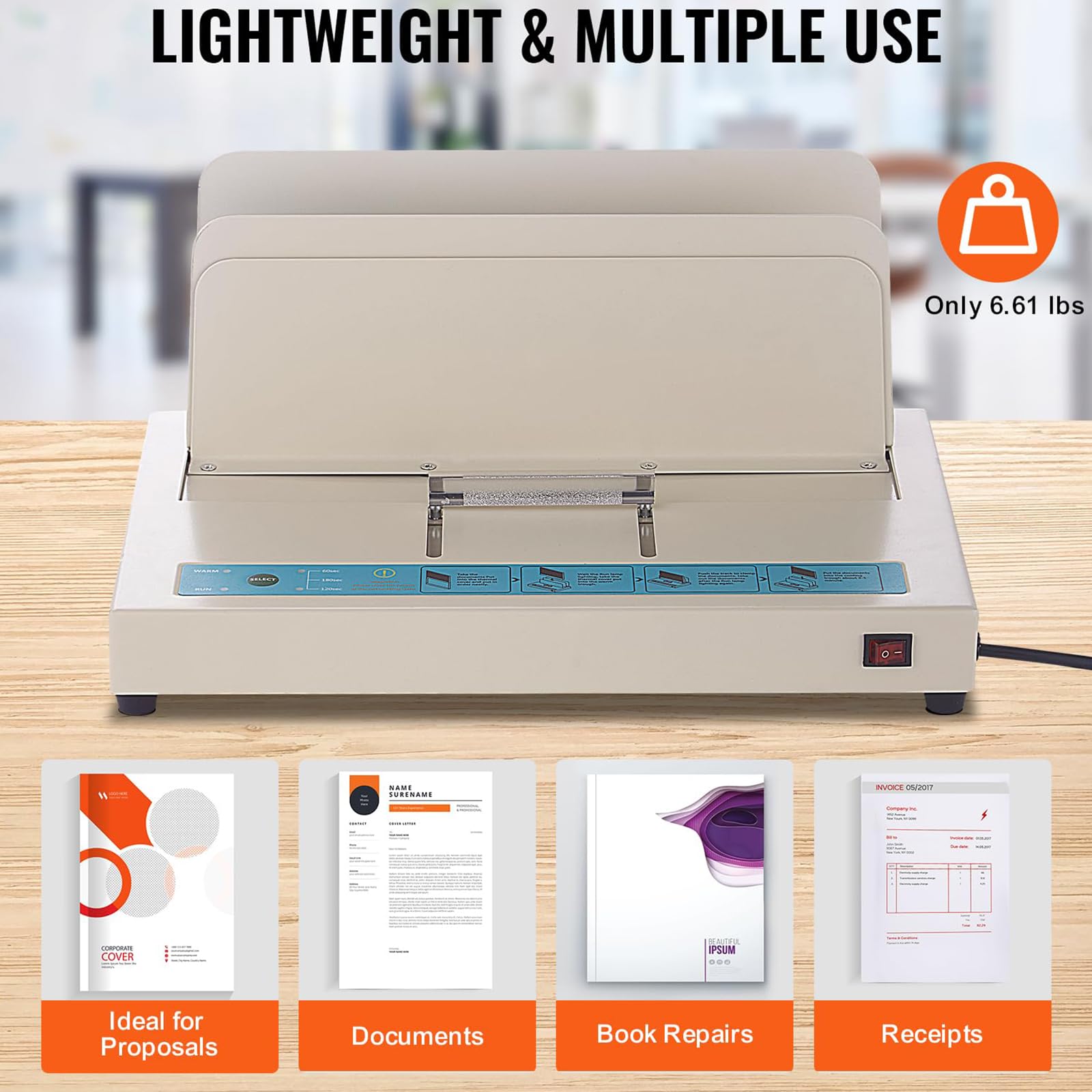 Rilegatrice termica con capacità di 500 fogli e riscaldamento in ceramica PTC per rilegatura sicura di documenti e album fotografici