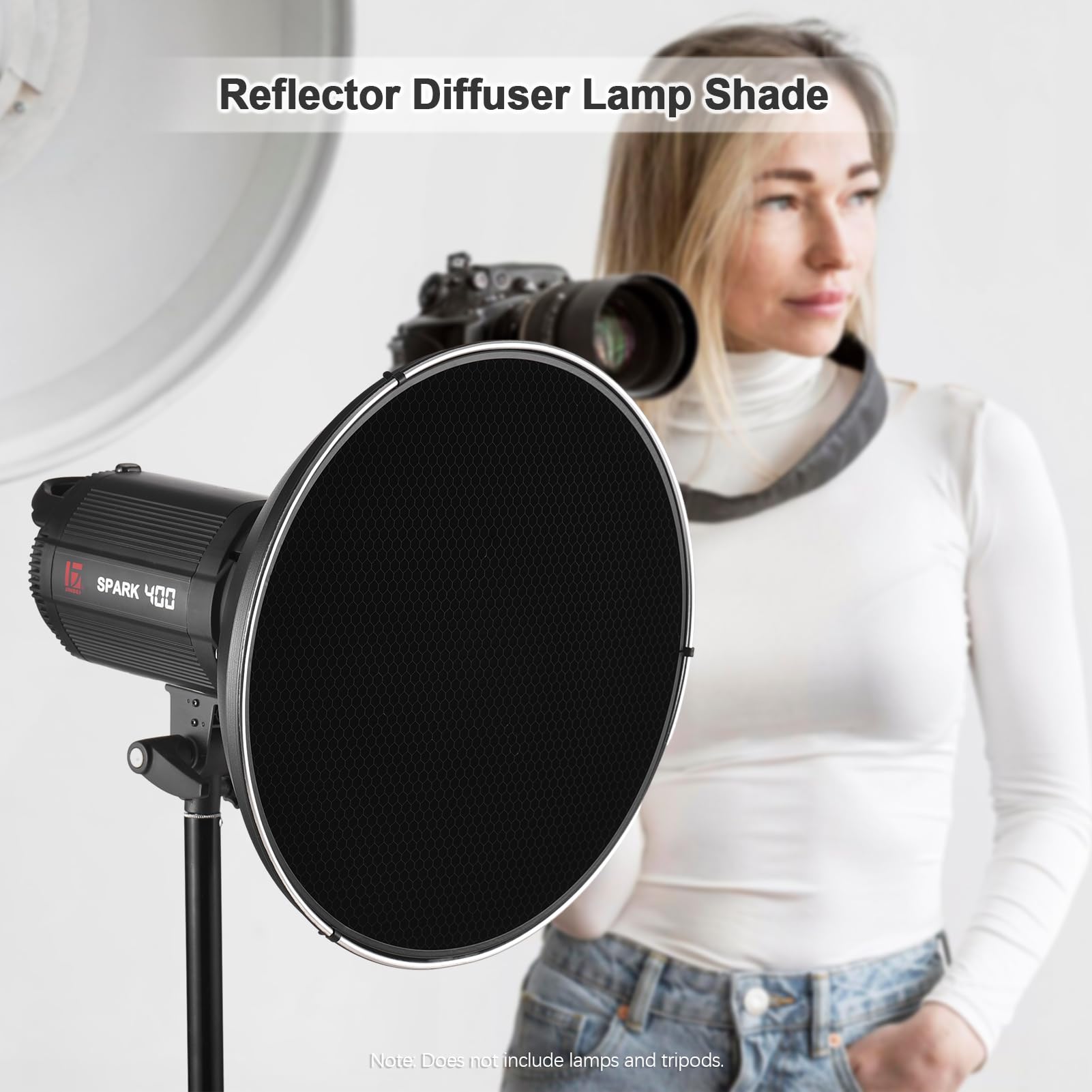 Domary Beauty Dish Standardowy Odbłyśnik Klosz Lampy 15,35 Cala Miękkie światło 60° Siatka o Strukturze Plastra Miodu Centralny Odbłyśnik Dyfuzor Skarpeta do Mocowania Studio Błyskowa