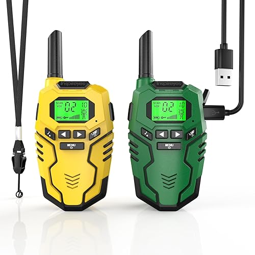 Inspireyes Walkie Talkie Niños Recargable, 48 Horas de Tiempo de Trabajo, 3 kilómetros de Largo Alcance, Regalos de Cumpleaños, Juguetes al Aire Libre para niños de 3 a 12 años - Chollo en Juguetes y juegos