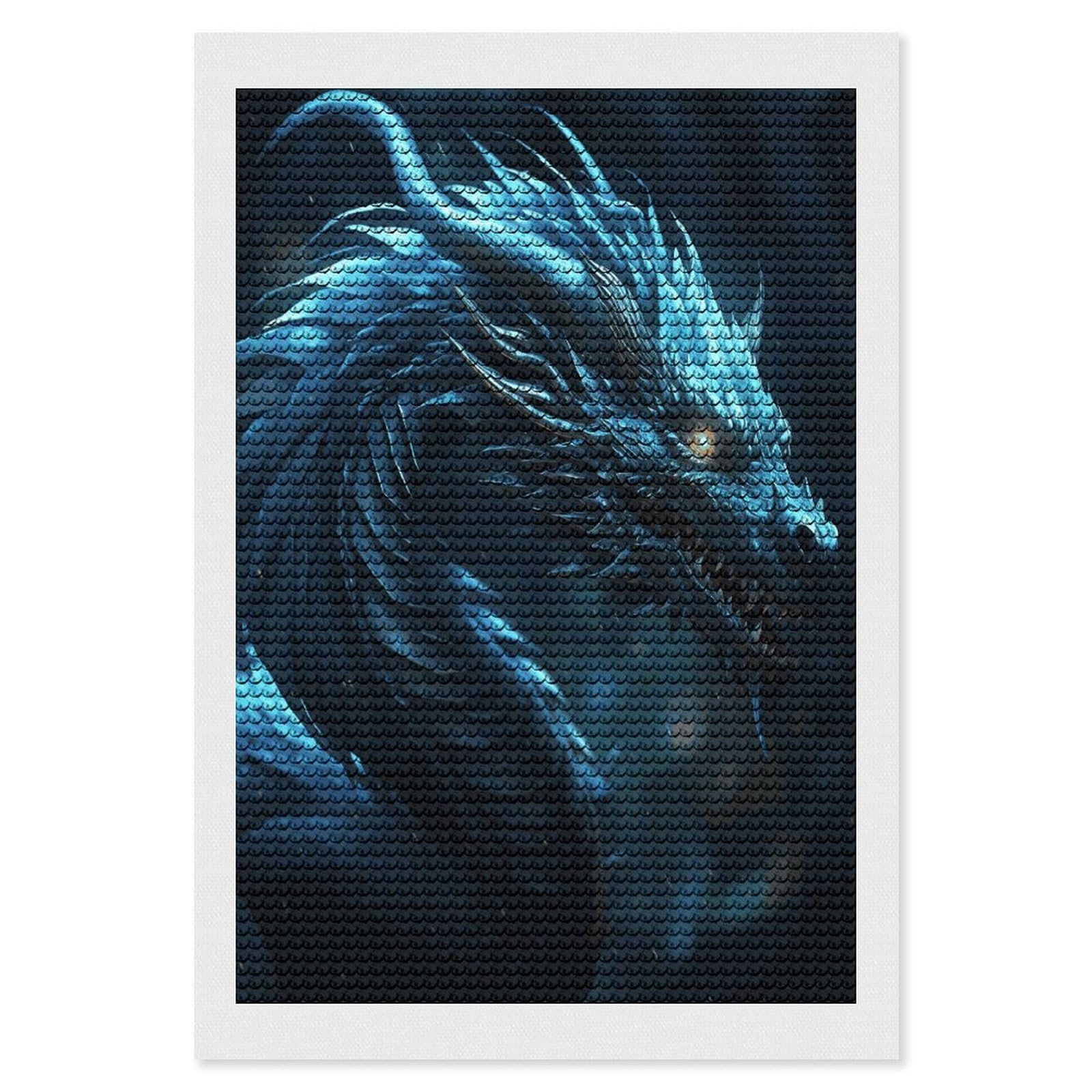 JTREHY Cyan Dragon Diamond Art Kits Personalized DIY Round Diamond Painting Kits for Beginner Full Drill Diamonds Dots Paintings for Adults Gem Art Crafts Home Decor