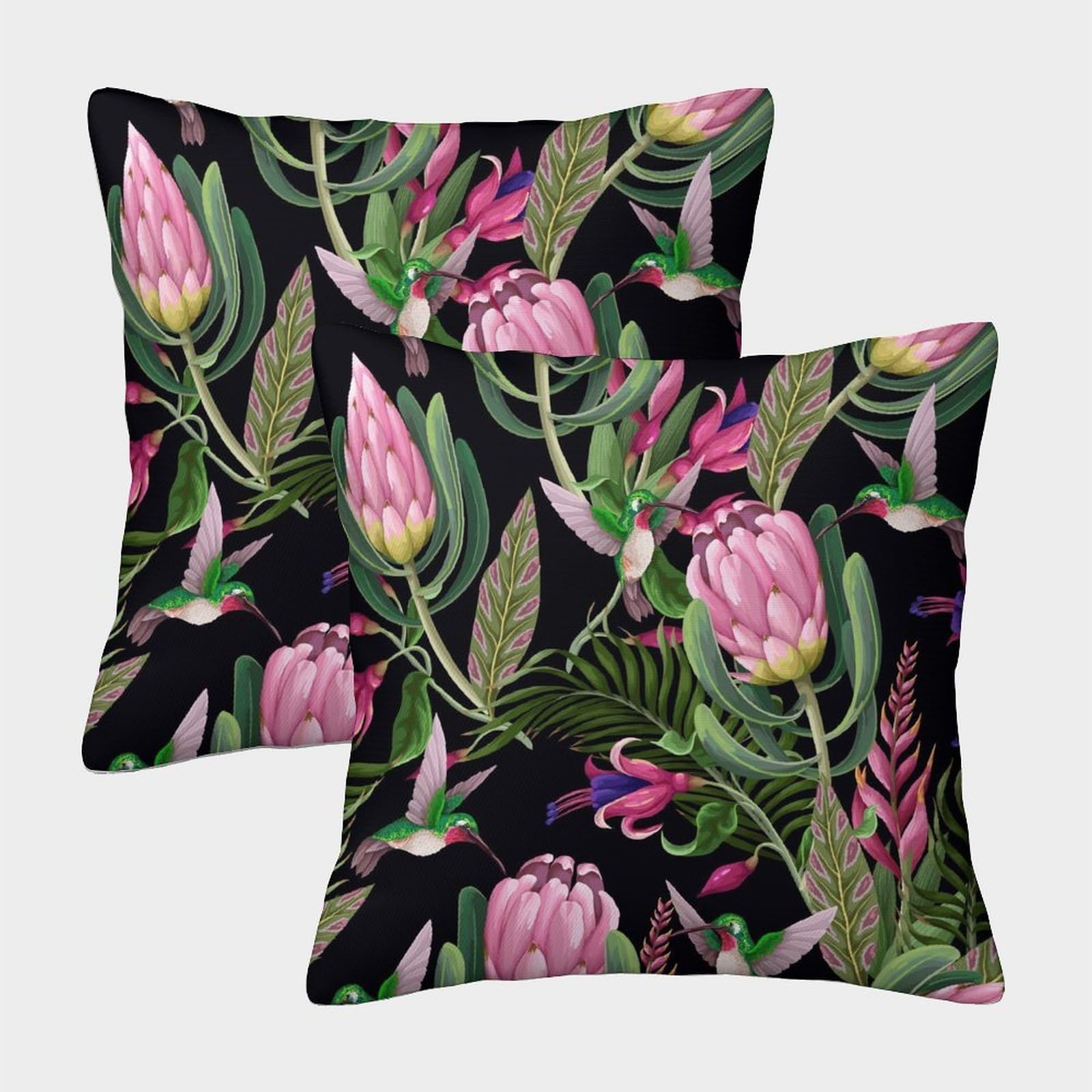 kaiyun 2 Pack King Protea,Tropical Flowers Pillow Case 45x45cm Throw Pillow Case,Modern Decoration Pattern for Terrace Sofa Bedroom Indoor Outdoor Party