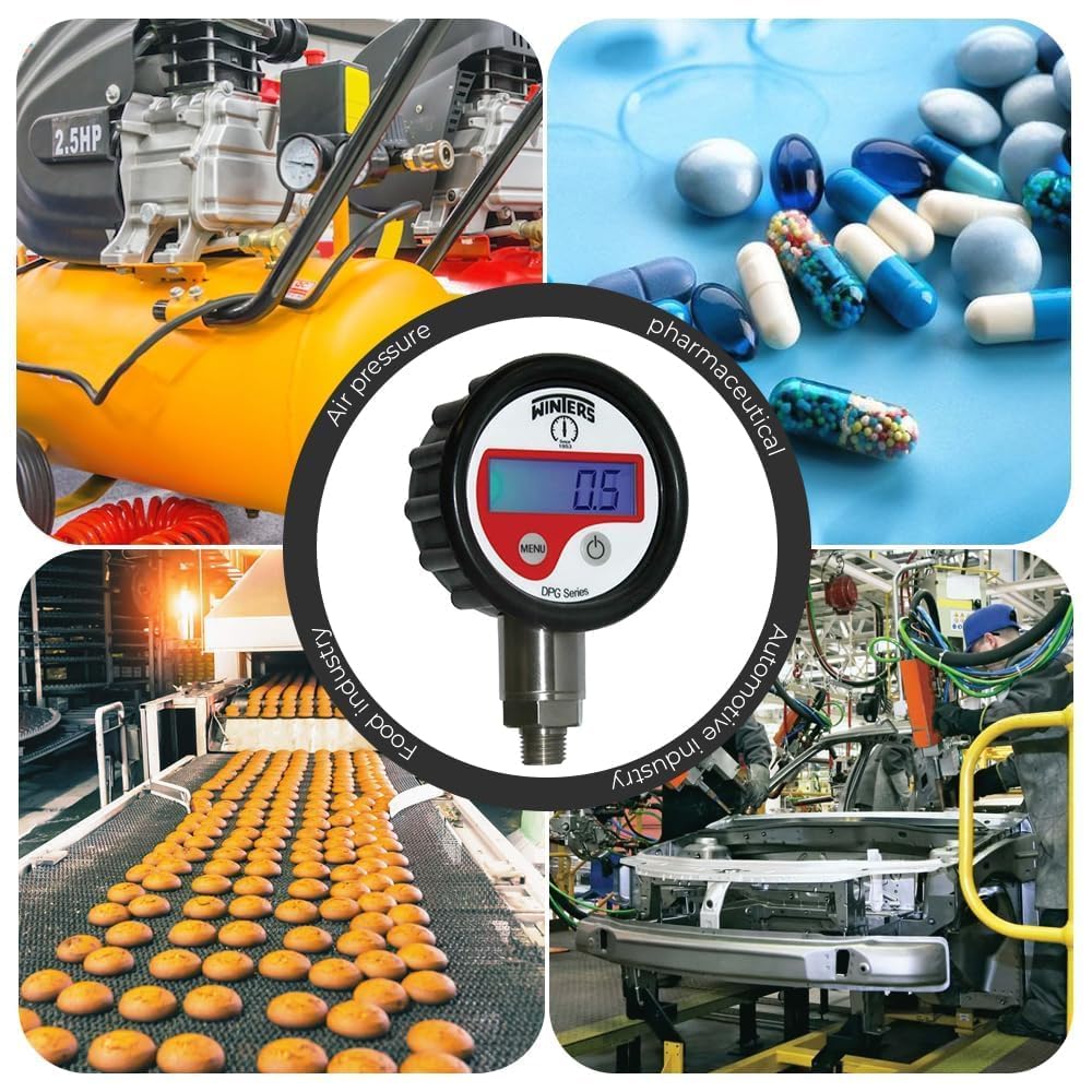 *Envío en el mismo día* Manómetro digital de alta presión (0–250 bar) con conexión NPT hembra de 1/4" a BSP macho de 1/4" — Manómetro hidráulico digital para cilindros de gas industriales.