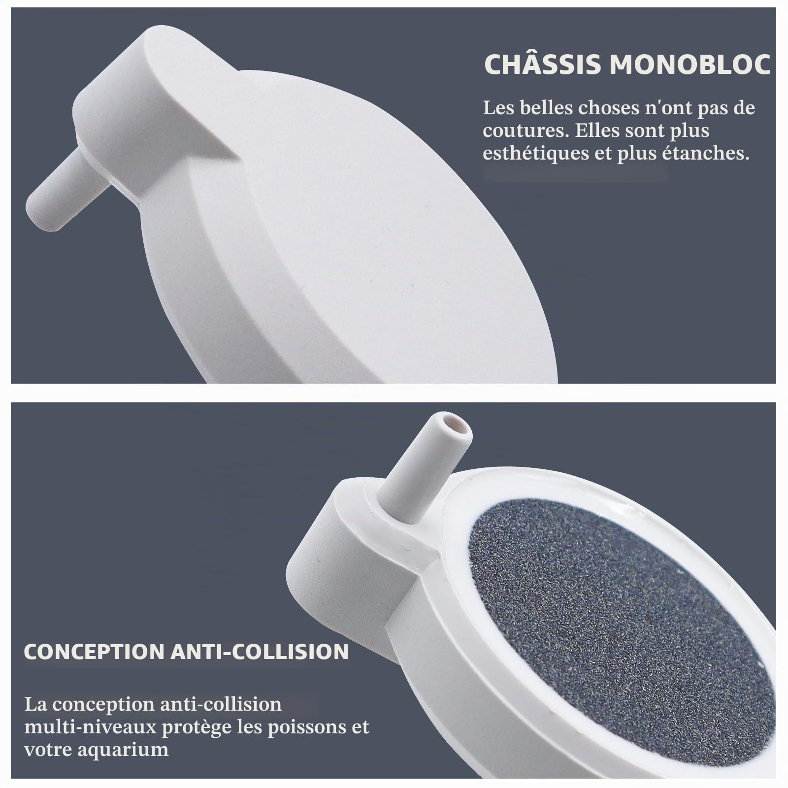 Bulleur pour Aquarium Diffuseur Air Aquarium avec Clapet Anti-Retour,Raccords en Forme de Y, Tuyau d'air de 2 m pour Ventilation à Oxygène Dissous des Accessoires d'aquarium (50 mm)
