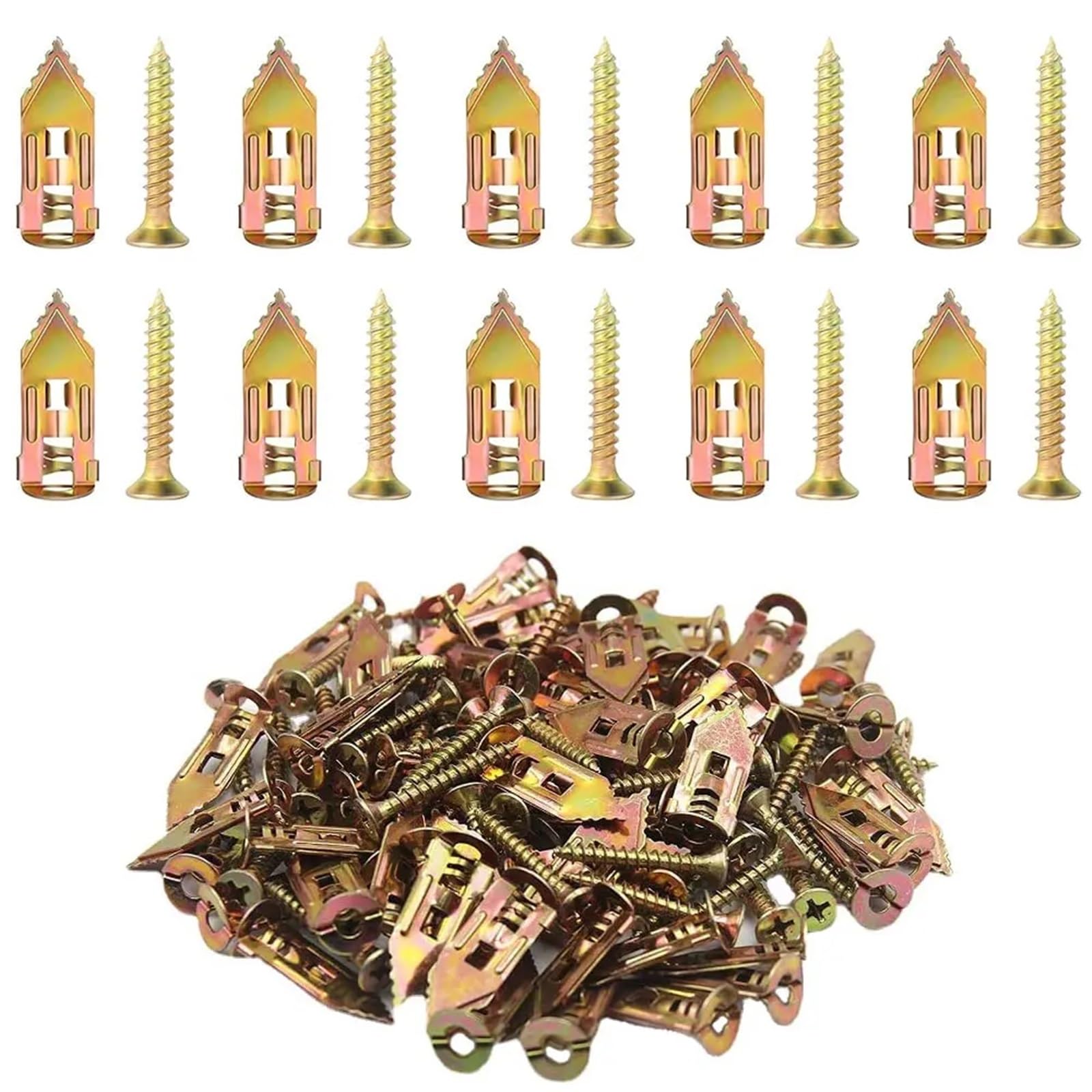 AYUWQZX Self Drilling Drywall Anchors with Screws Kit, Self Drilling Anchor Screws 50pcs Drywall Anchors 10x30mm With Self-Tapping Kit