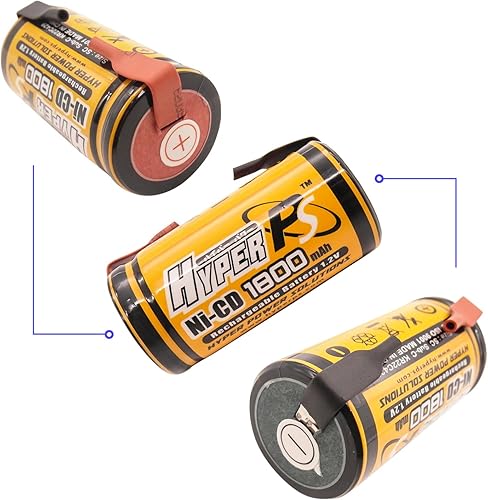 Miniatura 2 de Paquete de 2 baterías recargables de 1.2 V Sub C SubC 1800 mAh NiCd Ni-Cd para herramientas eléctricas paquete de batería (con pestañas)