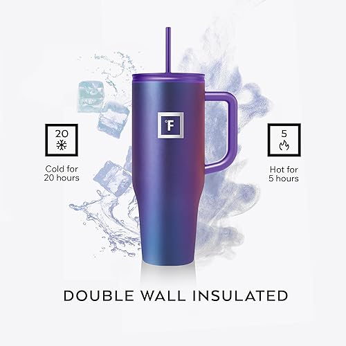 Miniatura 4 de IRON FLASK Co-Pilot - Vaso aislado de 16 onzas con popote y tapas abatibles, botella portavasos, para bebidas calientes o frías, a prueba de fugas,