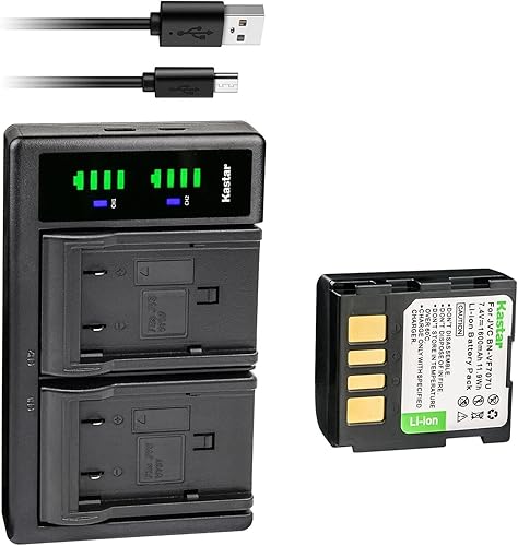 Miniatura 1 de Kastar Paquete de 1 batería BN-VF707 y LTD2 cargador USB de repuesto para JVC GZ-MG21ZEZ GZ-MG21U GZ-MG21US GZ-MG22 GZ-MG22AG GZ-MG22AS GZ-MG22ER