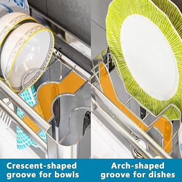 2Tier Wall Mounted Dish Drying Rack, Stainless Steel Hanging Dish Drainer with Drain Tray, Large Capacity Kitchen Storage Shelf with Utensil Cutlery Holder, for Plates Bowls & Mugs (23.6x11.8x19.7in)