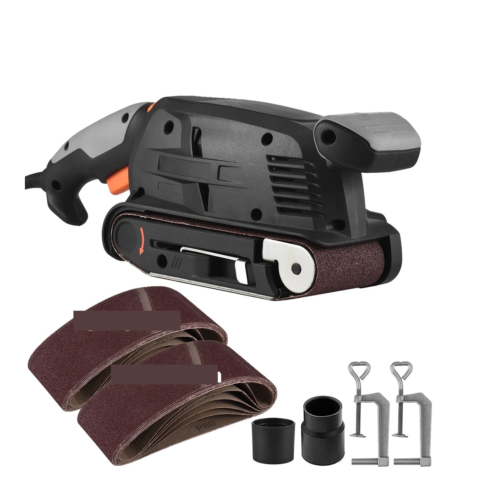 Pulidora Lijadora de banda eléctrica de 600 W, lijadora eléctrica de velocidad Variable, máquina pulidora de carpintería for madera con 12 bandas de lijado(Type1)