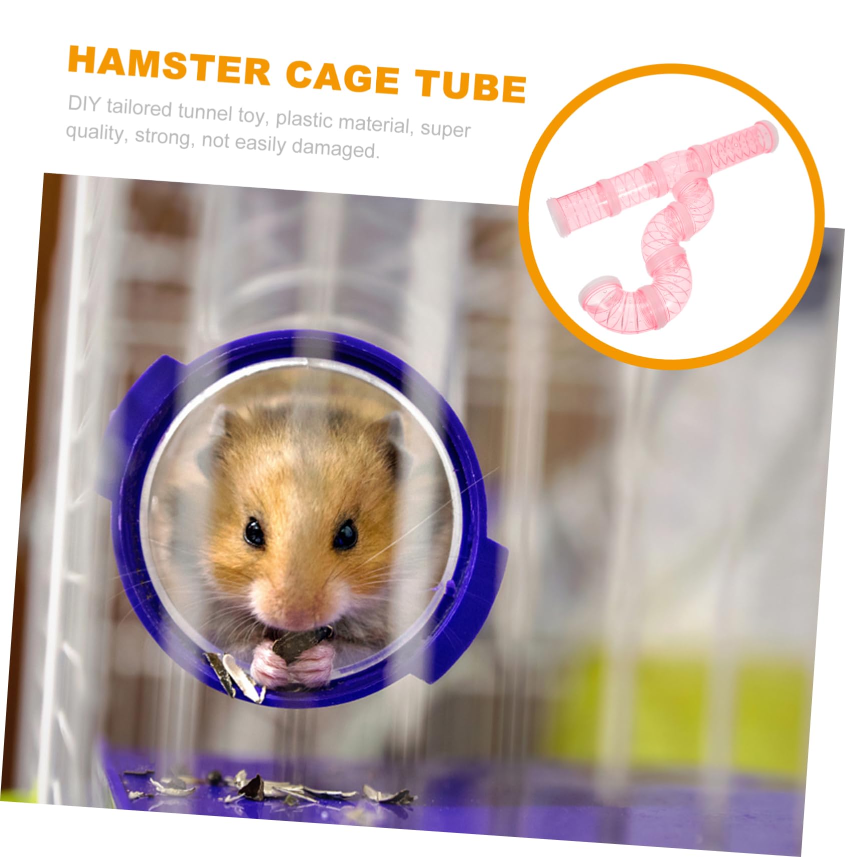 Tunnel per Criceti in Plastica Rosa, Moduli Labirinto Fai-da-te Resistenti e Collegabili per Animali Domestici, Gioco per Gabbie e Recinti