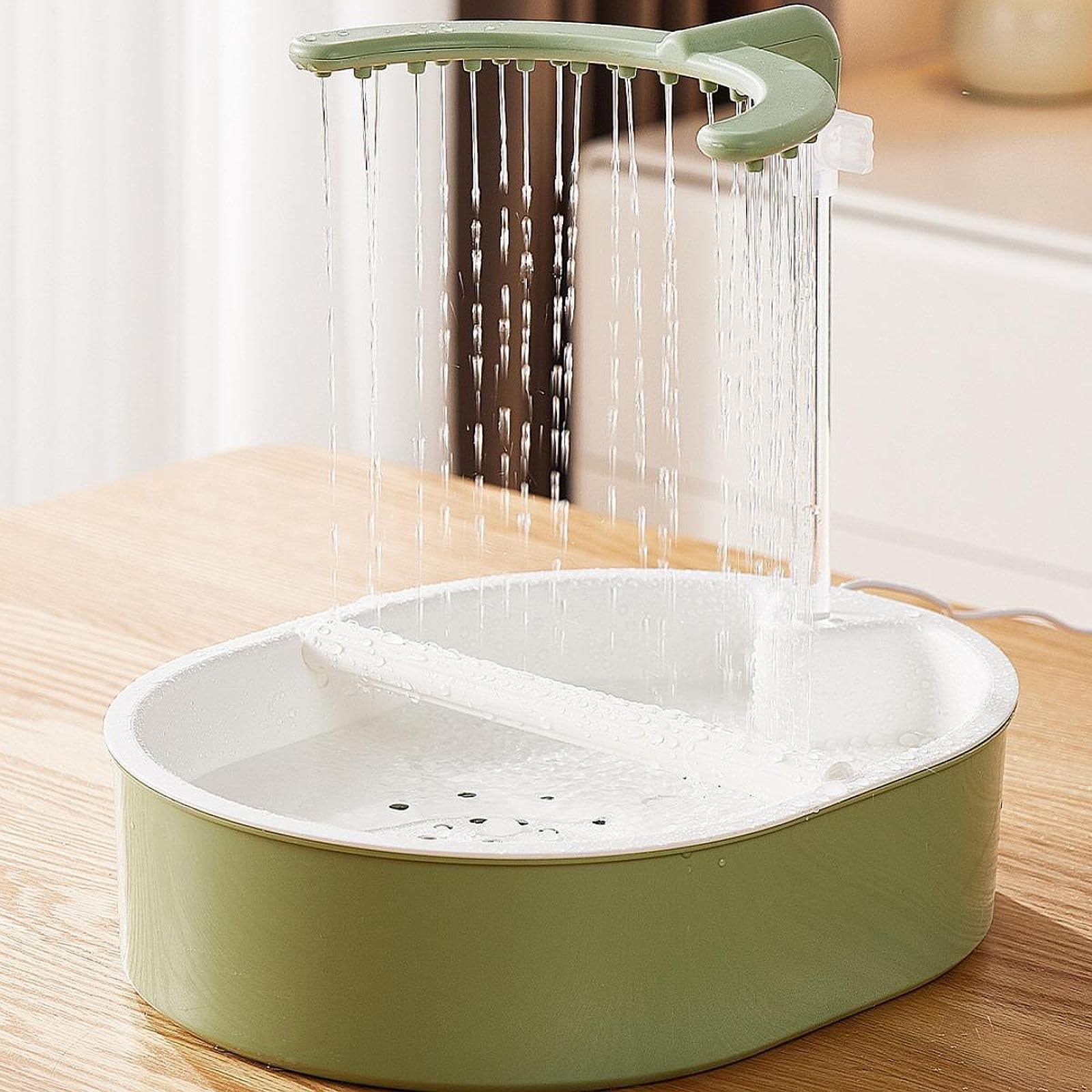 Baño Automático Ajustable para Loros, Bandeja Espaciosa, Fácil Montaje, Compatible con Parejas, Baño Higiénico para Agapornis, Verde
