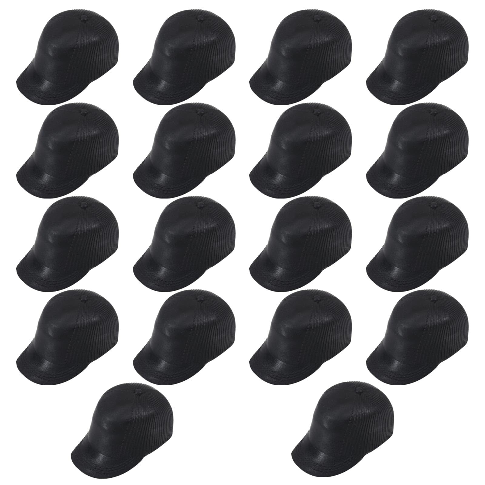 18 mini casquettes de baseball miniatures en plastique noir pour poupées de 5,8 cm