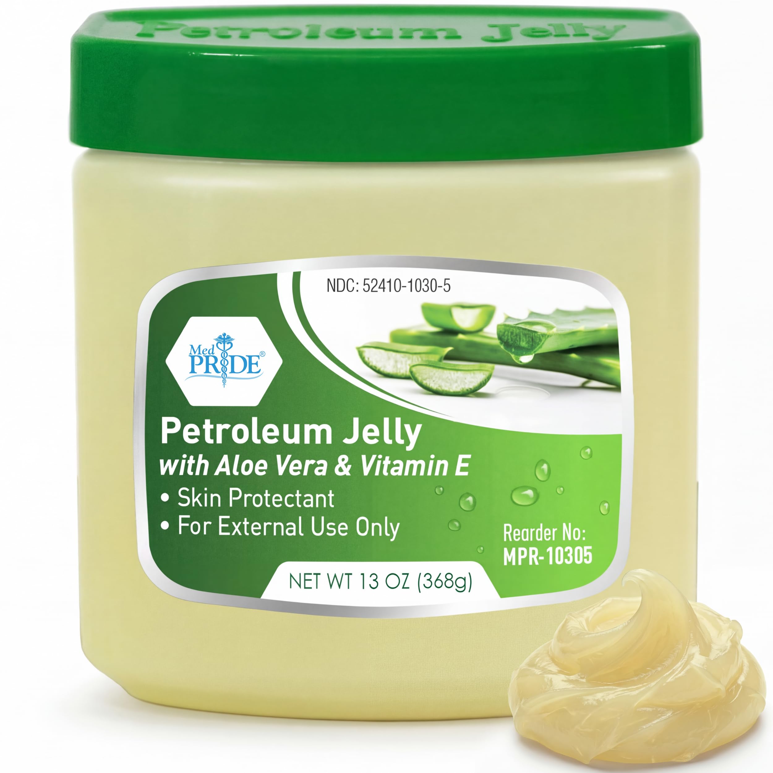 Petroleum Jelly with Aloe Vera & Vitamin E, 13 oz – Skin Protectant and Moisturizing Ointment for Dry or Irritated Skin, Rashes, Chapped Lips, Minor Cuts, Burns and Diaper Rash