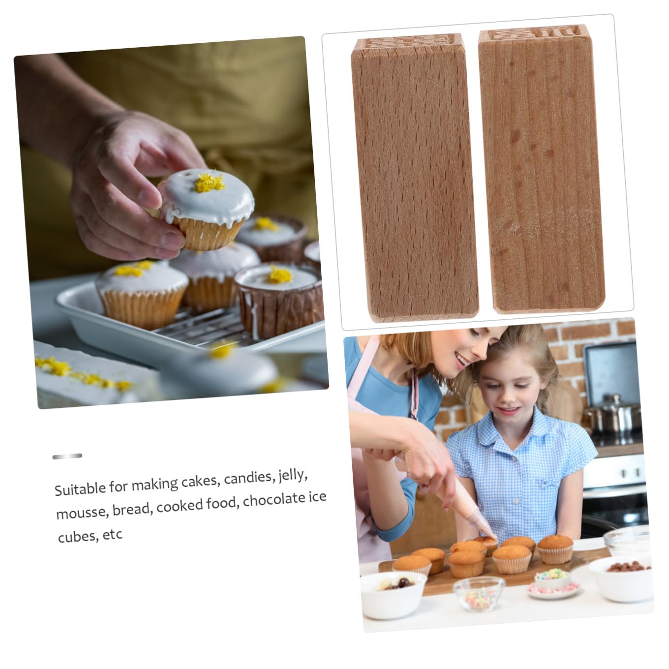 NUOBESTY 10piezas Molde De Pastel De Madera Sellos Creativos Para Postres Sello De Repostería Para y Manualidades Para Tartas y Galletas