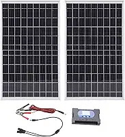 2PCs Painel Solar 20W Com Controlador 100A Auto -adaptável - Carregador Solar de Carregamento Rápido para Camping, Caminhada e Fonte de Alimentação de Emergência